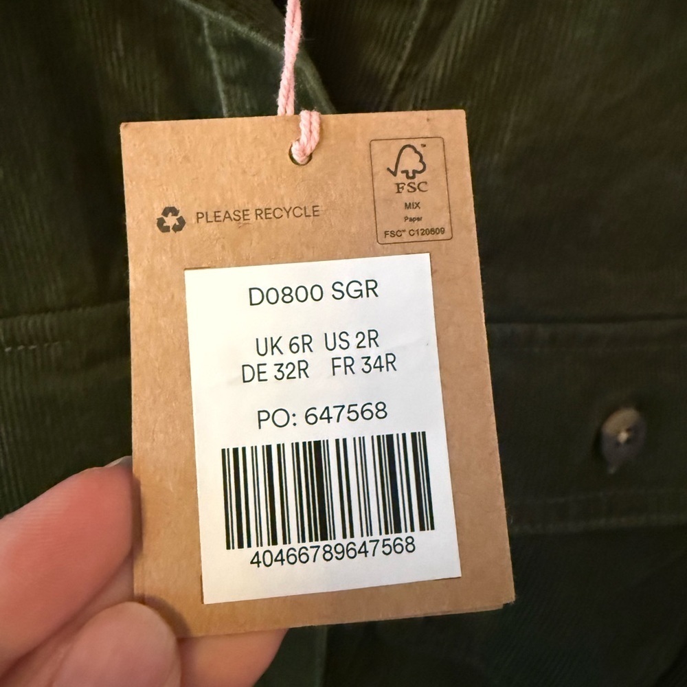 Boden Eloise cord midi shirt dress kale green size 2 new with tags. D0800 - Picture 6 of 9